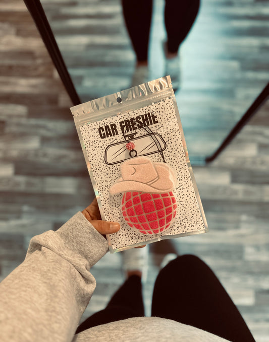 RTS || Disco Cowgirl Hat (Pink + Baby Pink) || Car Freshie