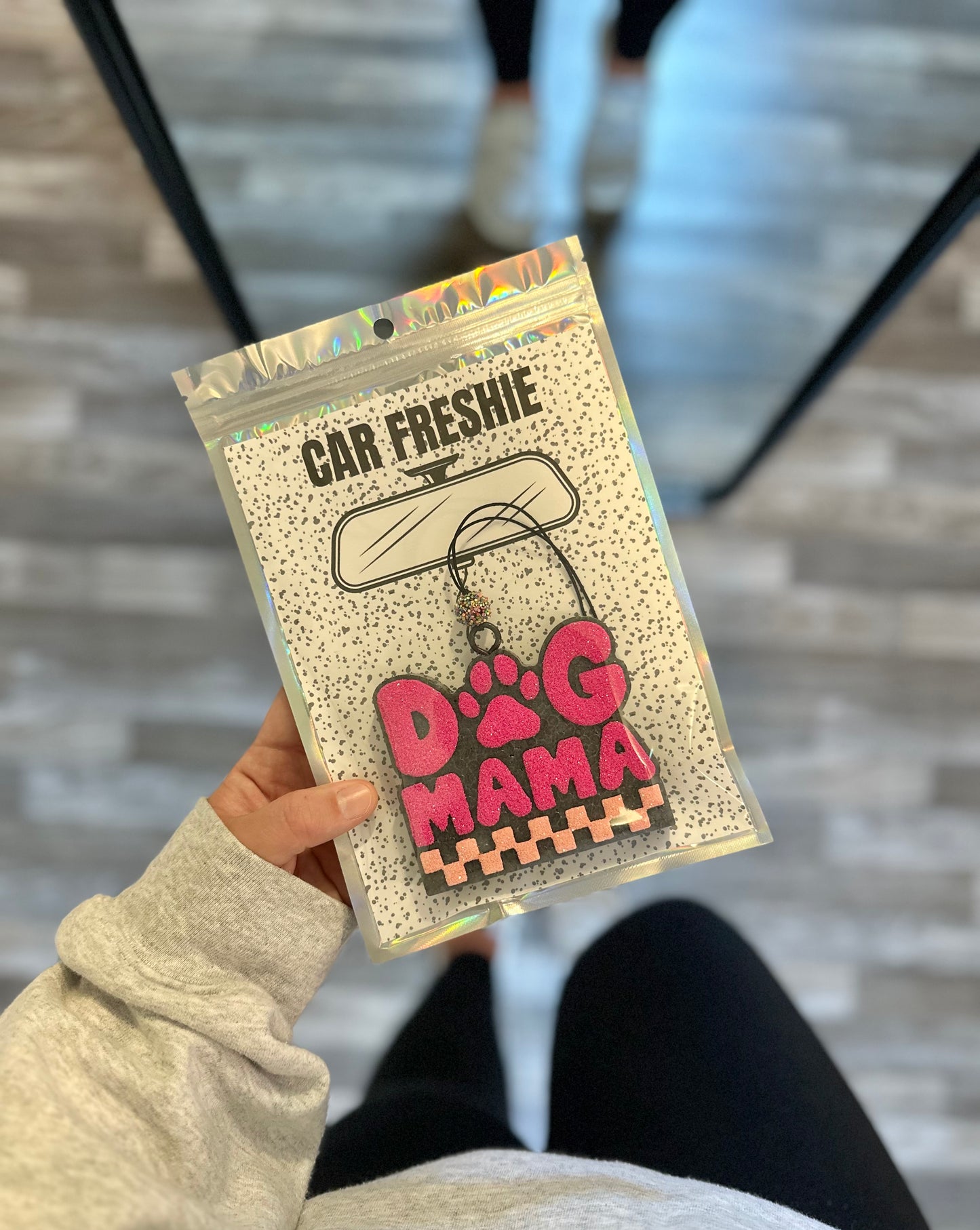 Checkered Dog Mama (Pink + Light Pink) || Car Freshie