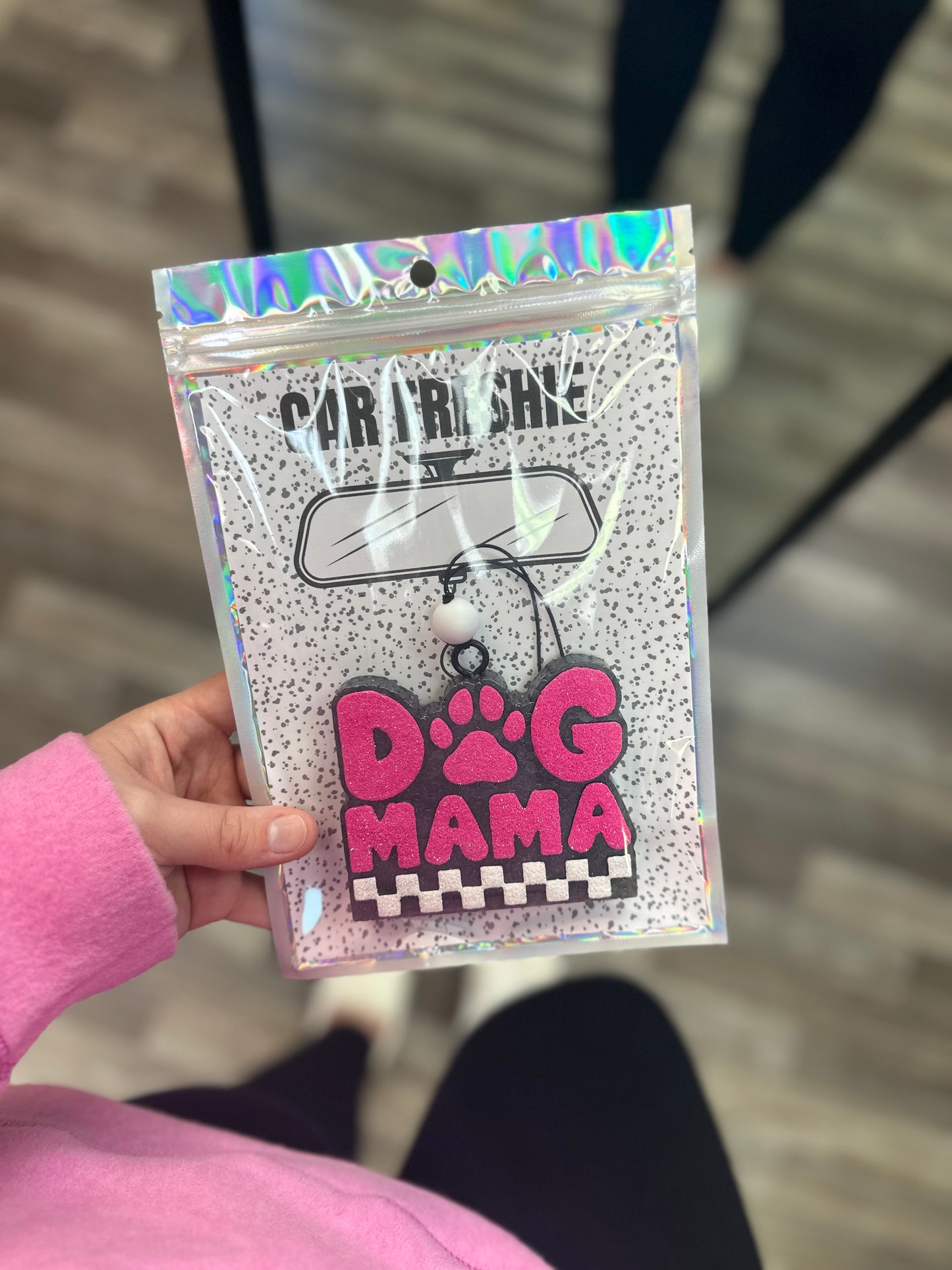 RTS || Checkered Dog Mama (Pink) || Car Freshie