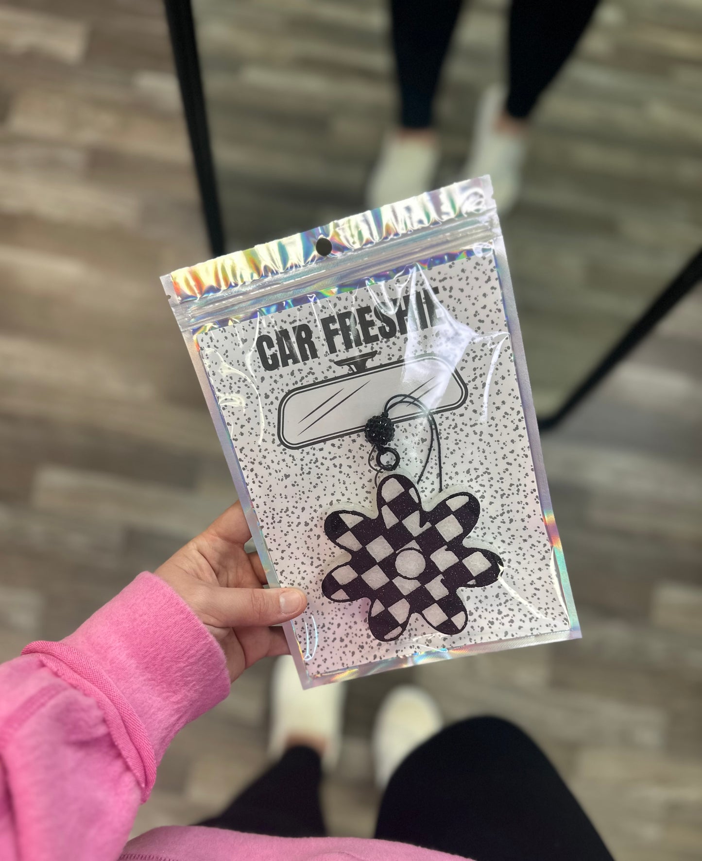 RTS || Checkered Flower (Black) || Car Freshie