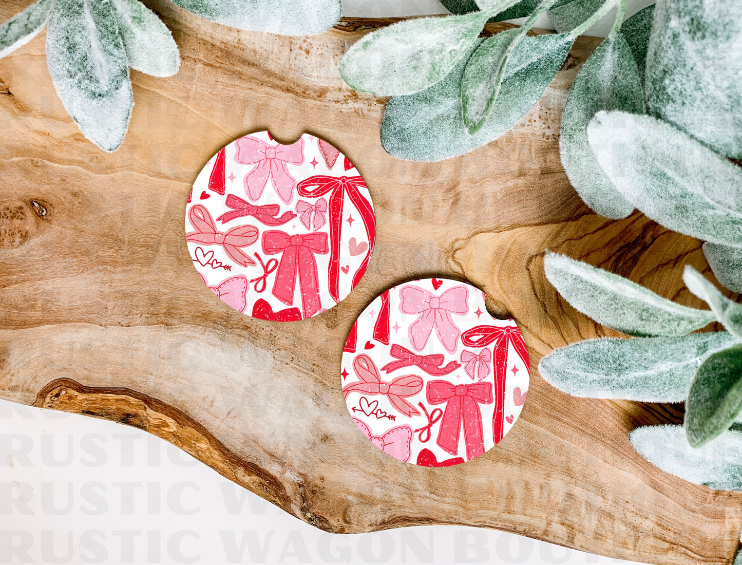 Pink & Red Bows || Car Coasters