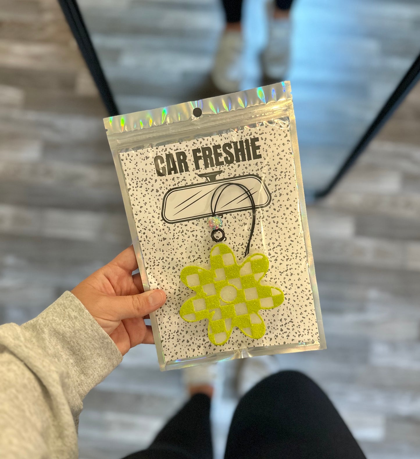 RTS || Checkered Flower (Lime) || Car Freshie