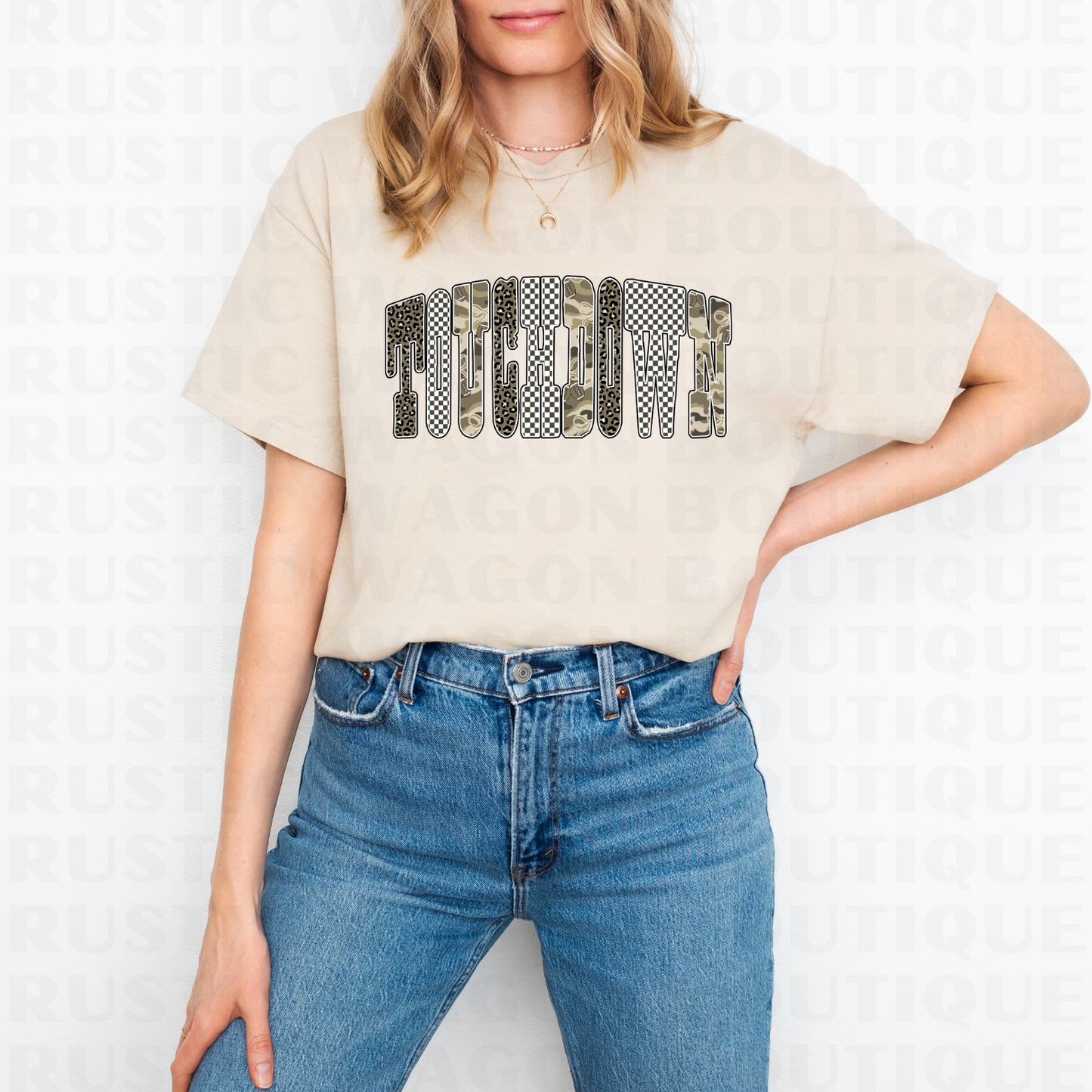 Neutral Bubble Letters - Touchdown || Graphic Crewneck + Tee