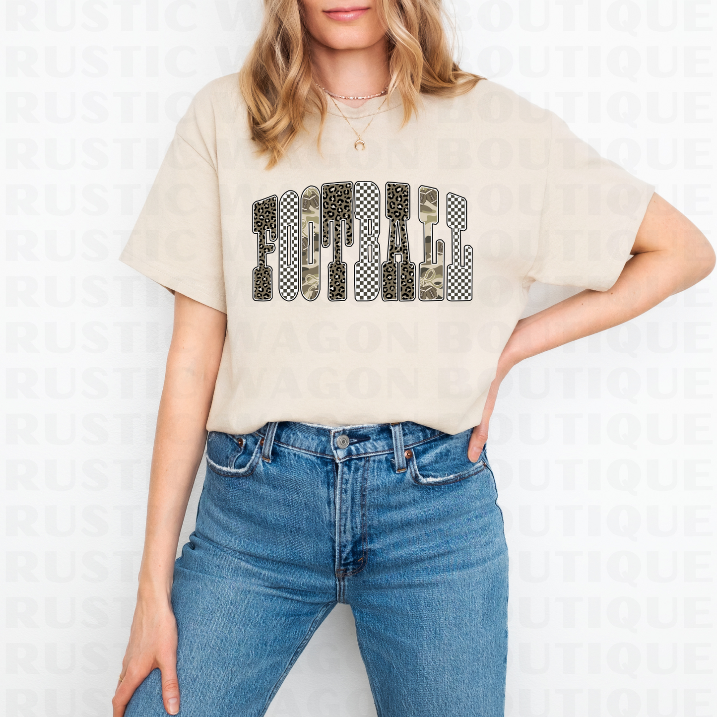 Neutral Bubble Letters - Football || Graphic Crewneck + Tee