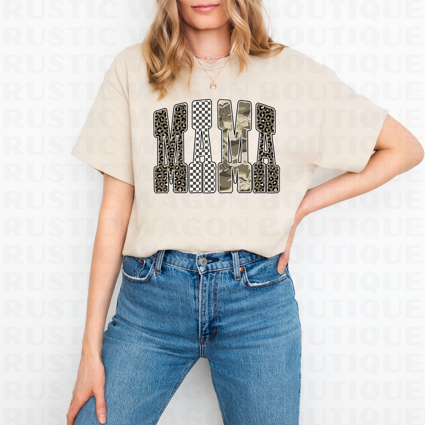 Neutral Bubble Letters - Mama || Graphic Crewneck + Tee