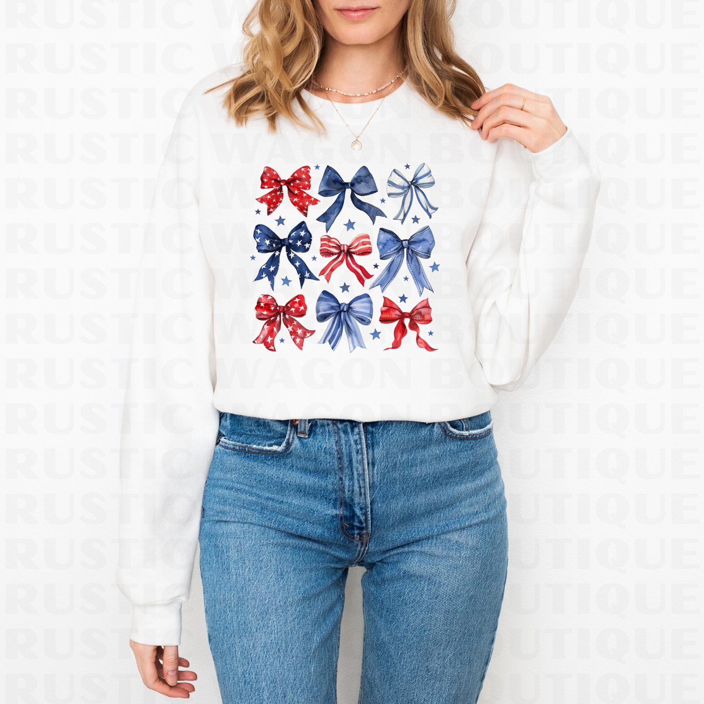 Retro Patriotic Bows || Graphic Crewneck + Tee