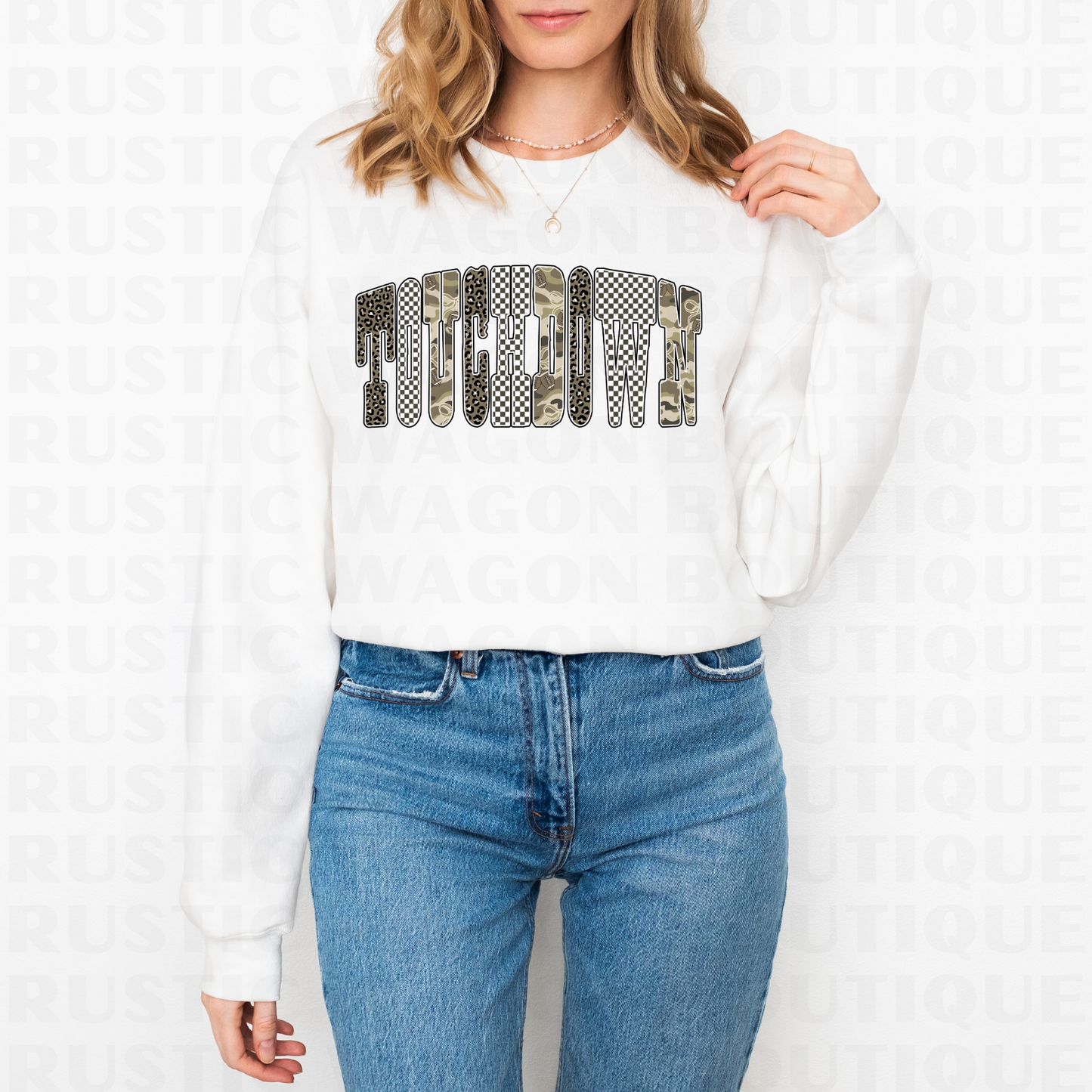 Neutral Bubble Letters - Touchdown || Graphic Crewneck + Tee