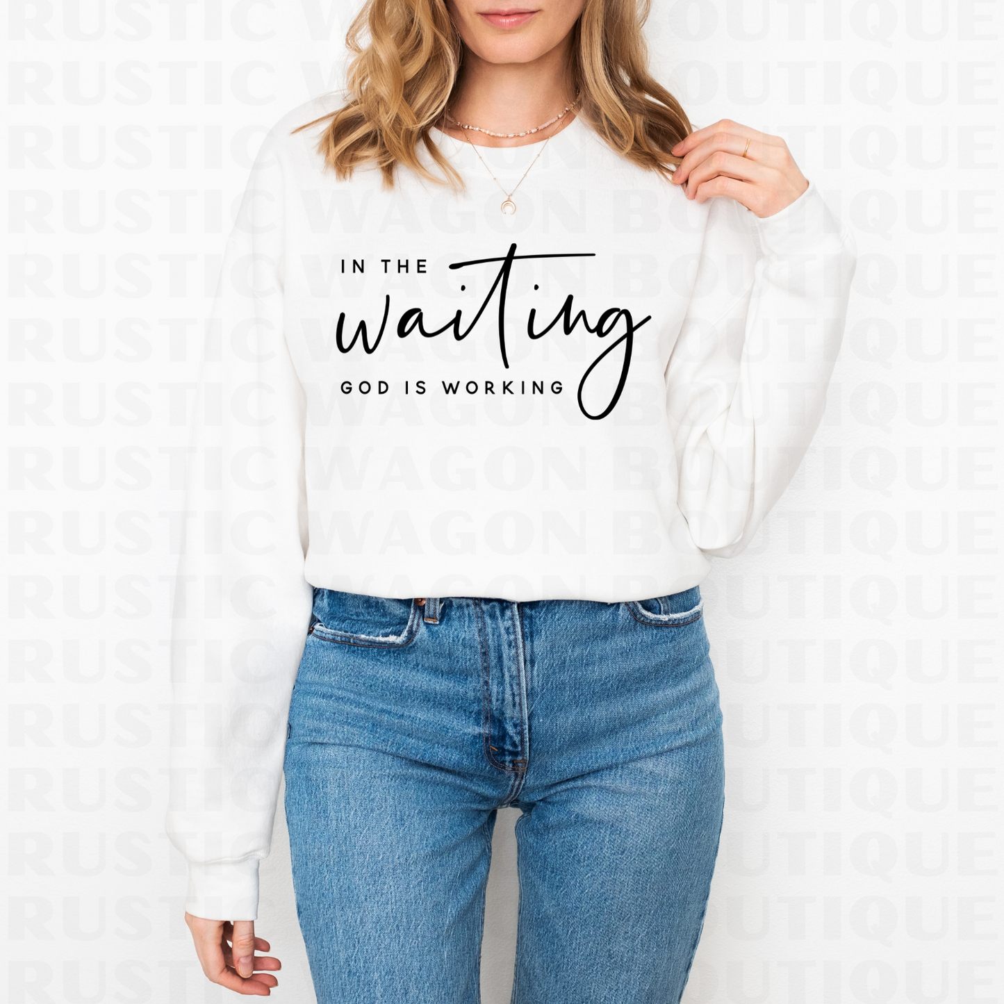 In The Waiting God Is Working || Graphic Crewneck + Tee