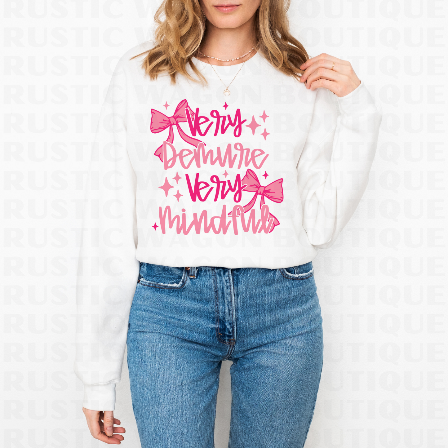 Very Demure Very Mindful || Graphic Crewneck + Tee
