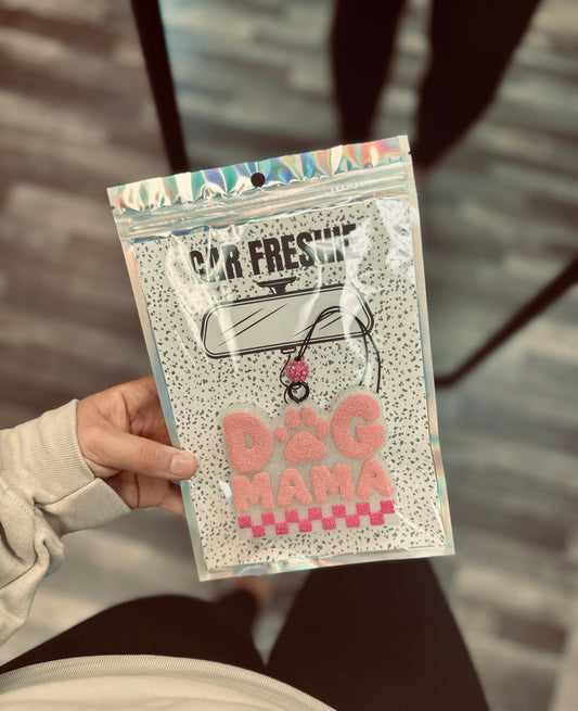 RTS || Checkered Dog Mama (Light Pink + Pink) || Car Freshie