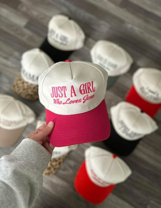 RTS || Just A Girl Who Loves Jesus (Pink) || Embroidered Hat
