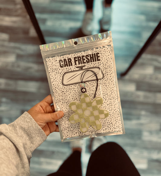 RTS || Checkered Flower (Lime) || Car Freshie