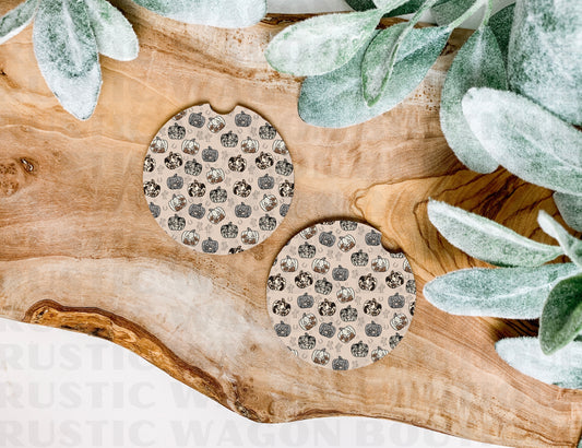 Cowhide Pumpkins || Car Coasters