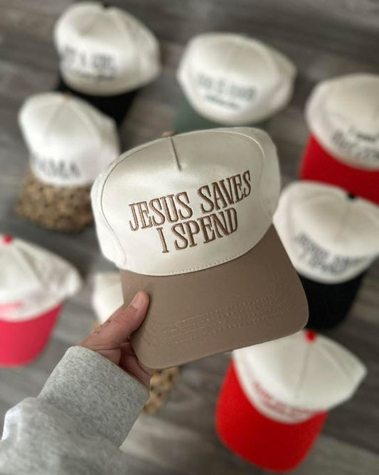 RTS || Jesus Saves I Spend (Mocha) || Embroidered Hat