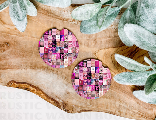 Pink Western Collage || Car Coasters