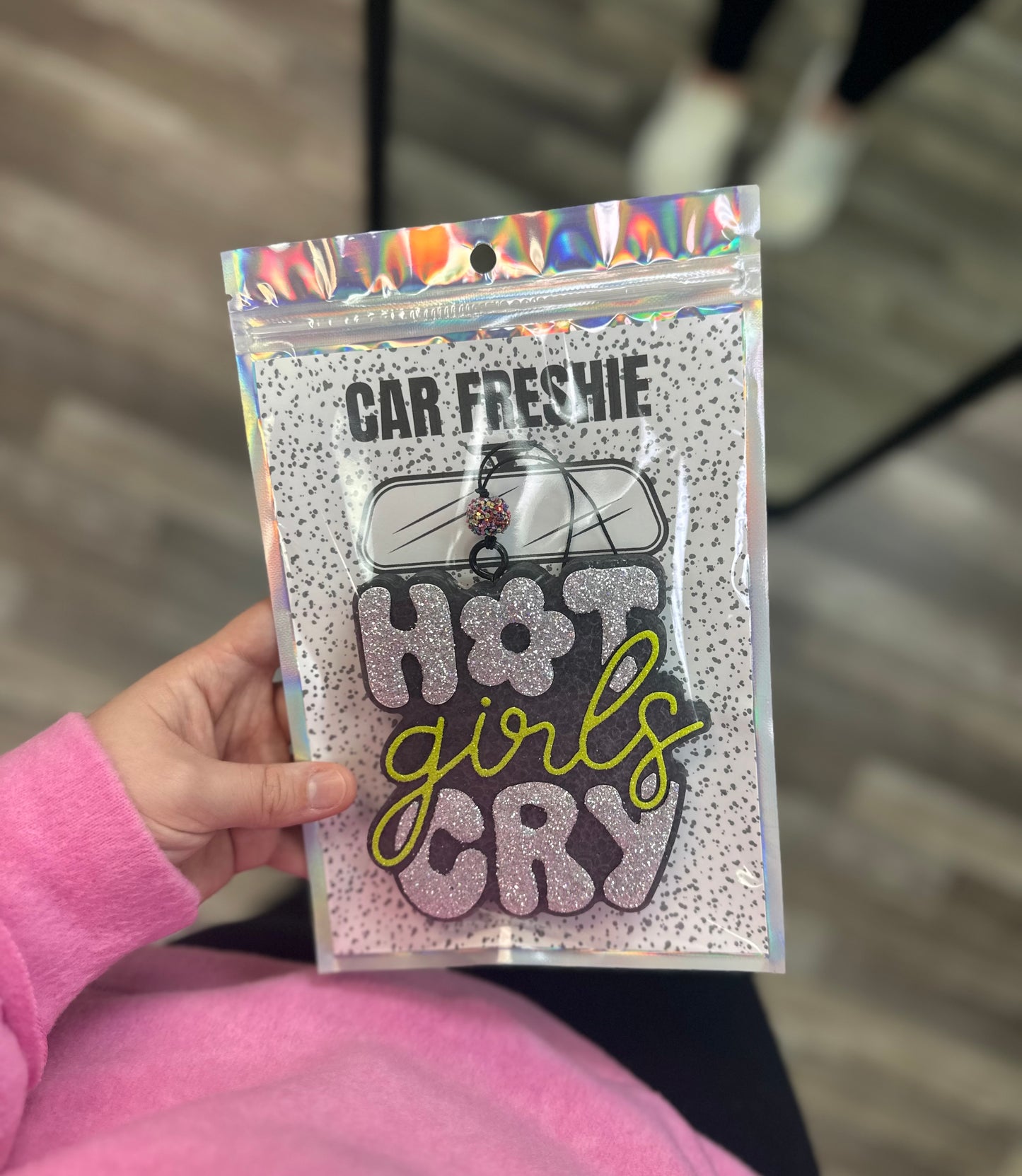 Hot Girls Cry (Silver + Lime) || Car Freshie