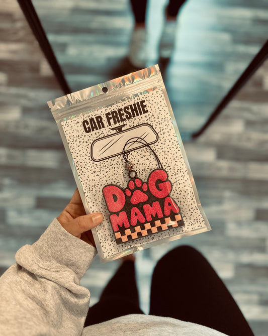 Checkered Dog Mama (Pink + Light Pink) || Car Freshie
