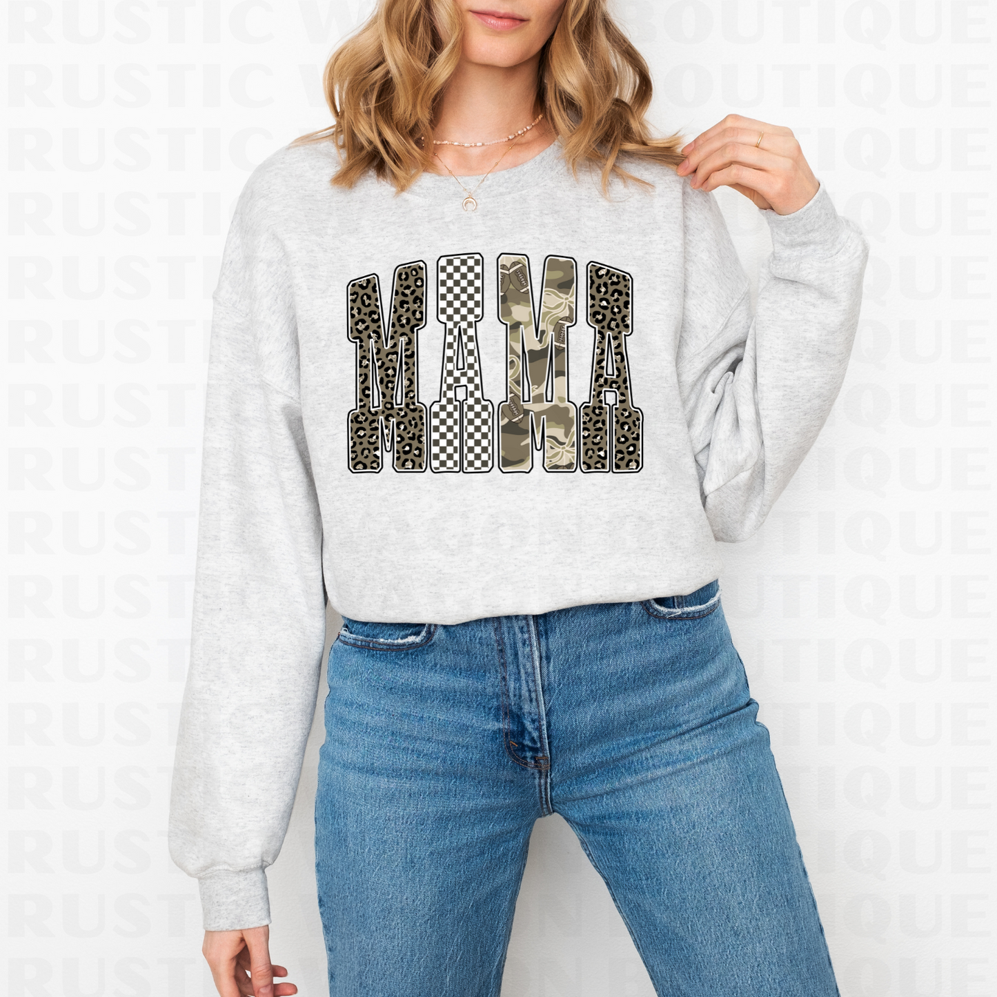 Neutral Bubble Letters - Mama || Graphic Crewneck + Tee