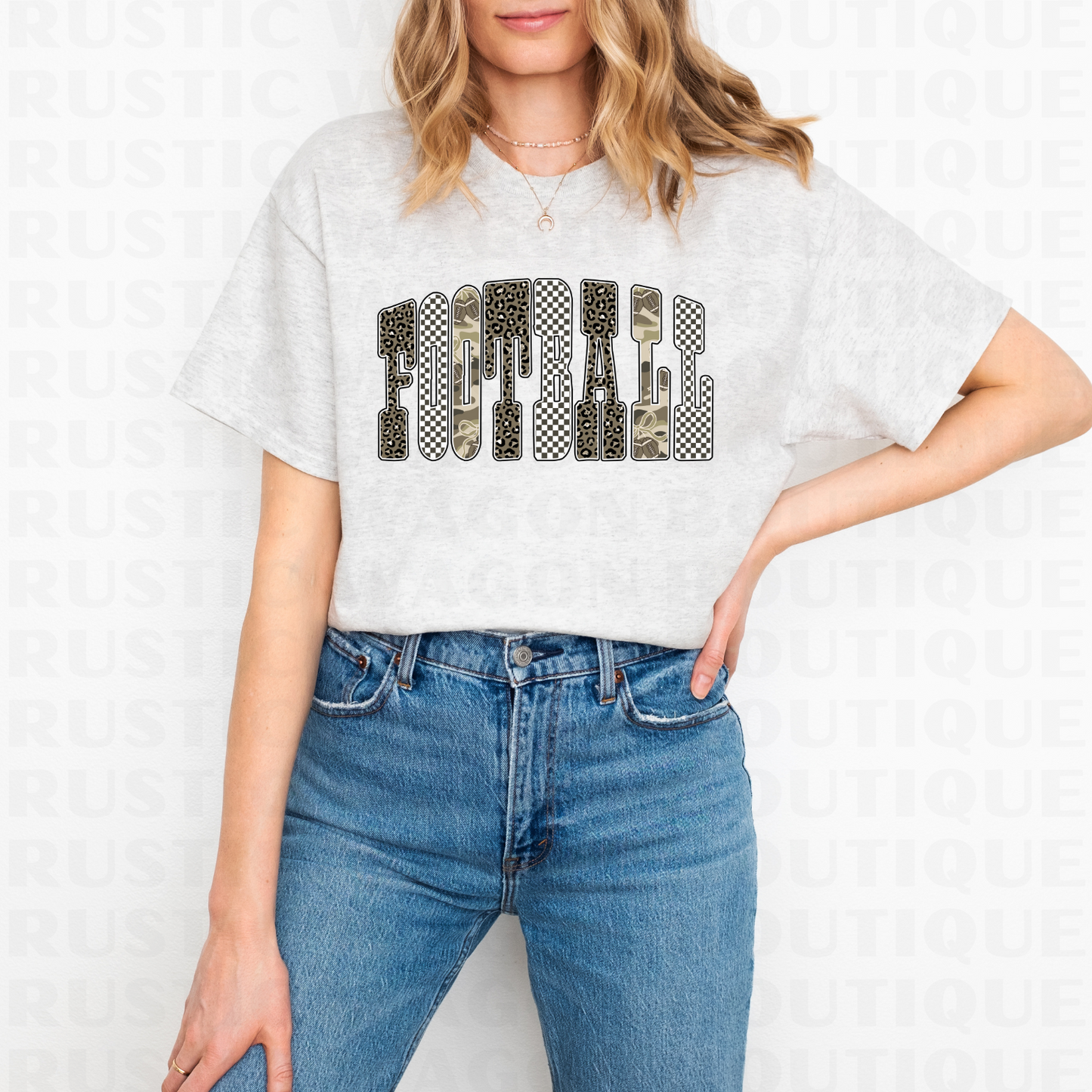 Neutral Bubble Letters - Football || Graphic Crewneck + Tee