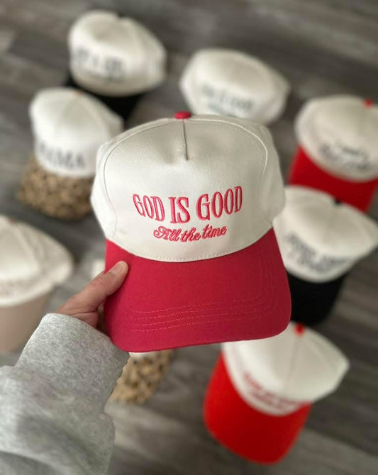 RTS || God Is Good All The Time (Pink) || Embroidered Hat