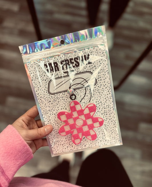RTS || Checkered Flower (Pink) || Car Freshie