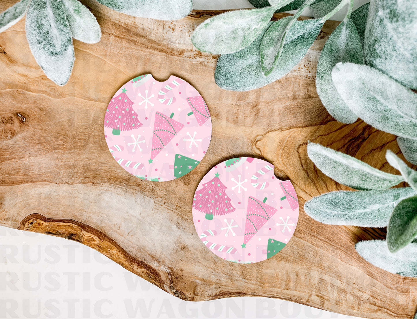 Pink Christmas || Car Coasters