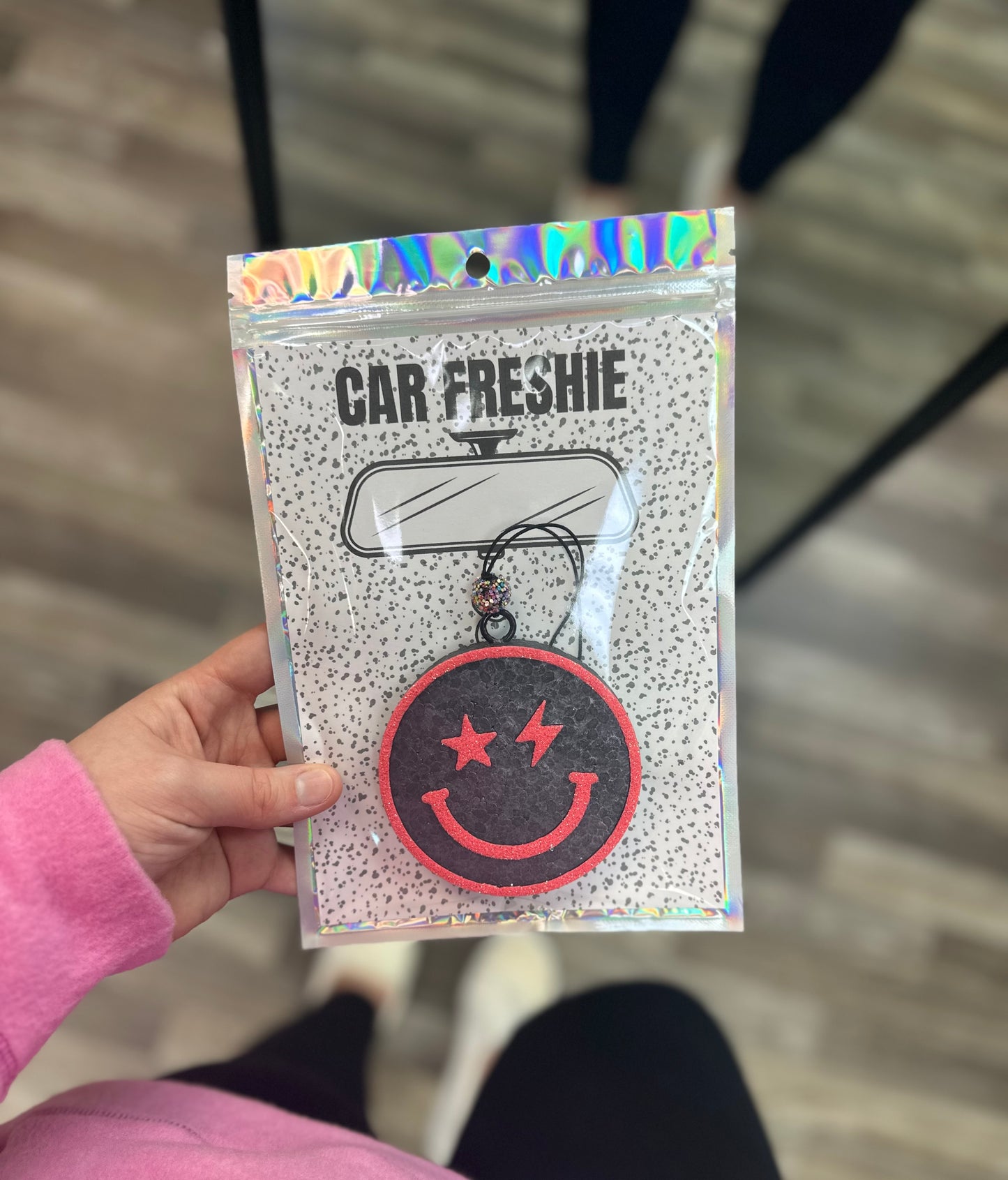 Retro Smiley (Coral) || Car Freshie