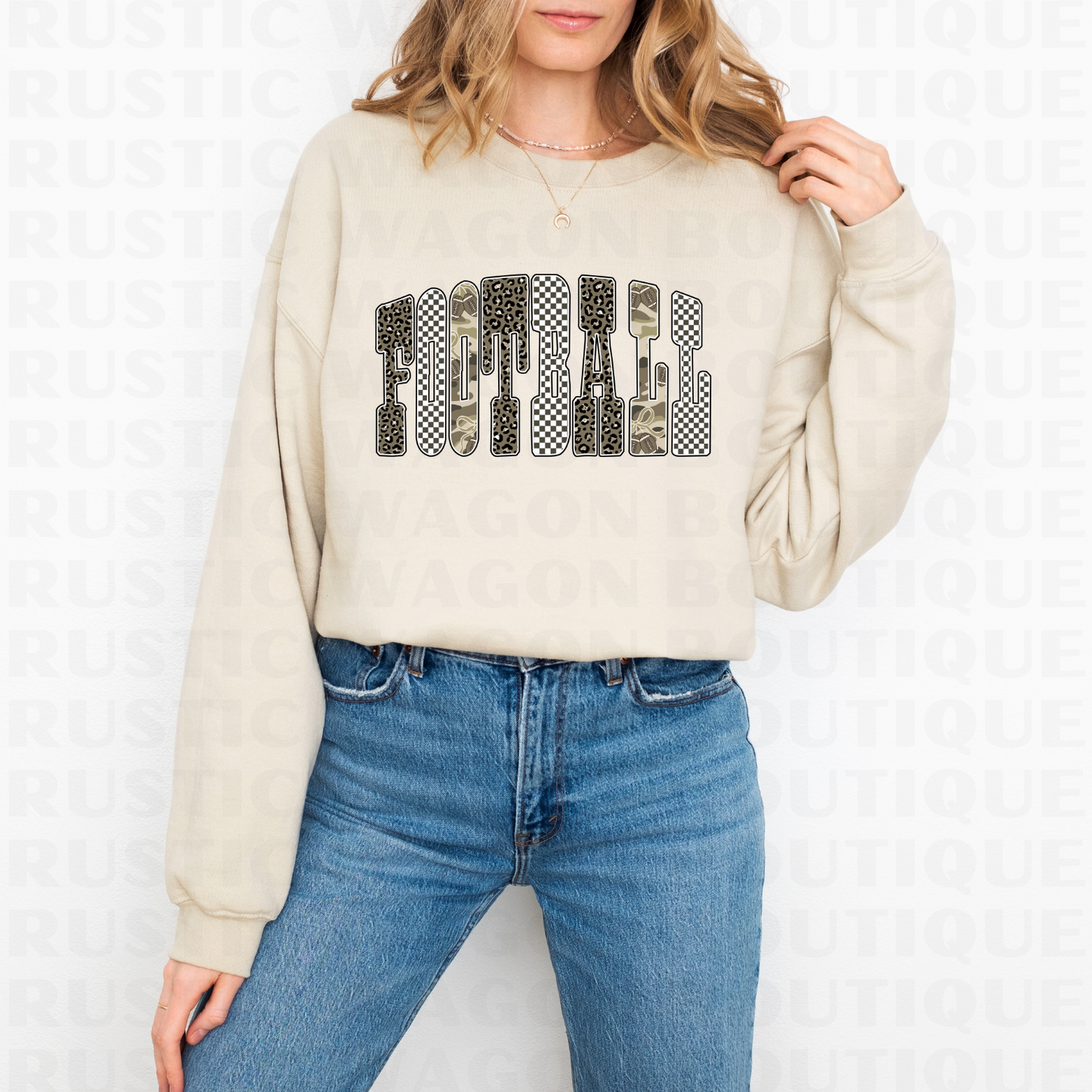 Neutral Bubble Letters - Football || Graphic Crewneck + Tee