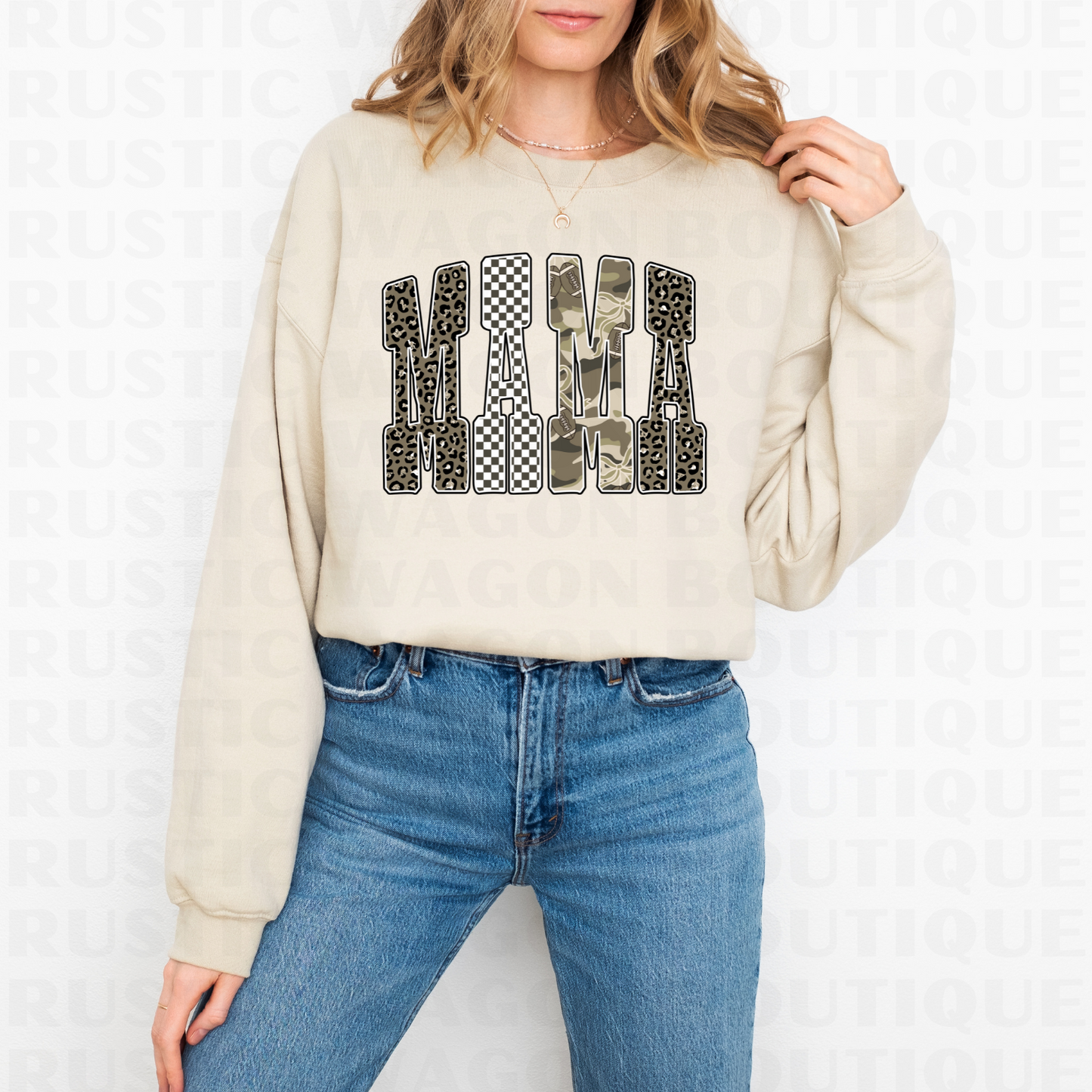 Neutral Bubble Letters - Mama || Graphic Crewneck + Tee