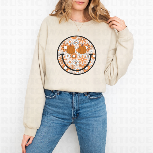 Boho Pumpkin Smiley || Graphic Crewneck + Tee