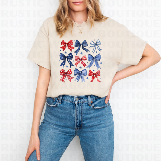 Retro Patriotic Bows || Graphic Crewneck + Tee