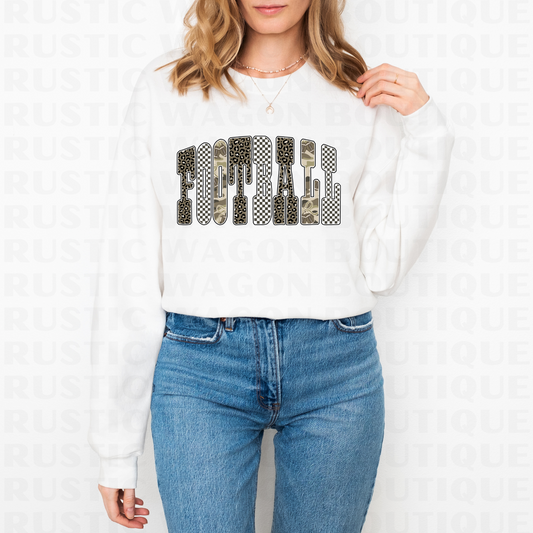 Neutral Bubble Letters - Football || Graphic Crewneck + Tee