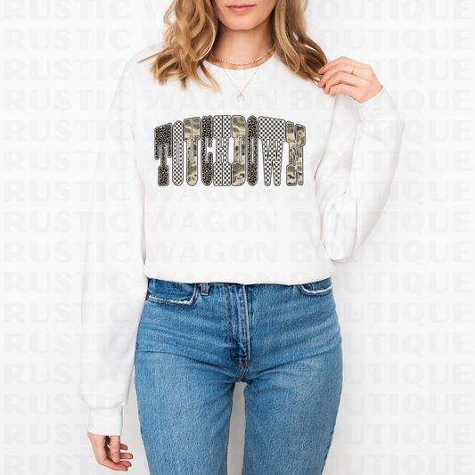 Neutral Bubble Letters - Touchdown || Graphic Crewneck + Tee