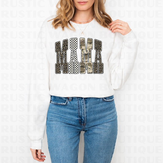 Neutral Bubble Letters - Mama || Graphic Crewneck + Tee
