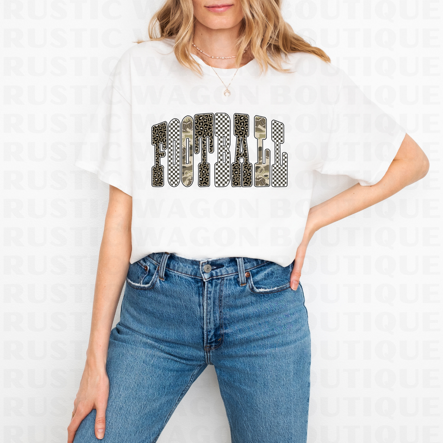 Neutral Bubble Letters - Football || Graphic Crewneck + Tee