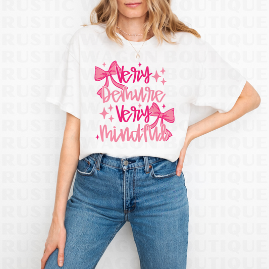 Very Demure Very Mindful || Graphic Crewneck + Tee